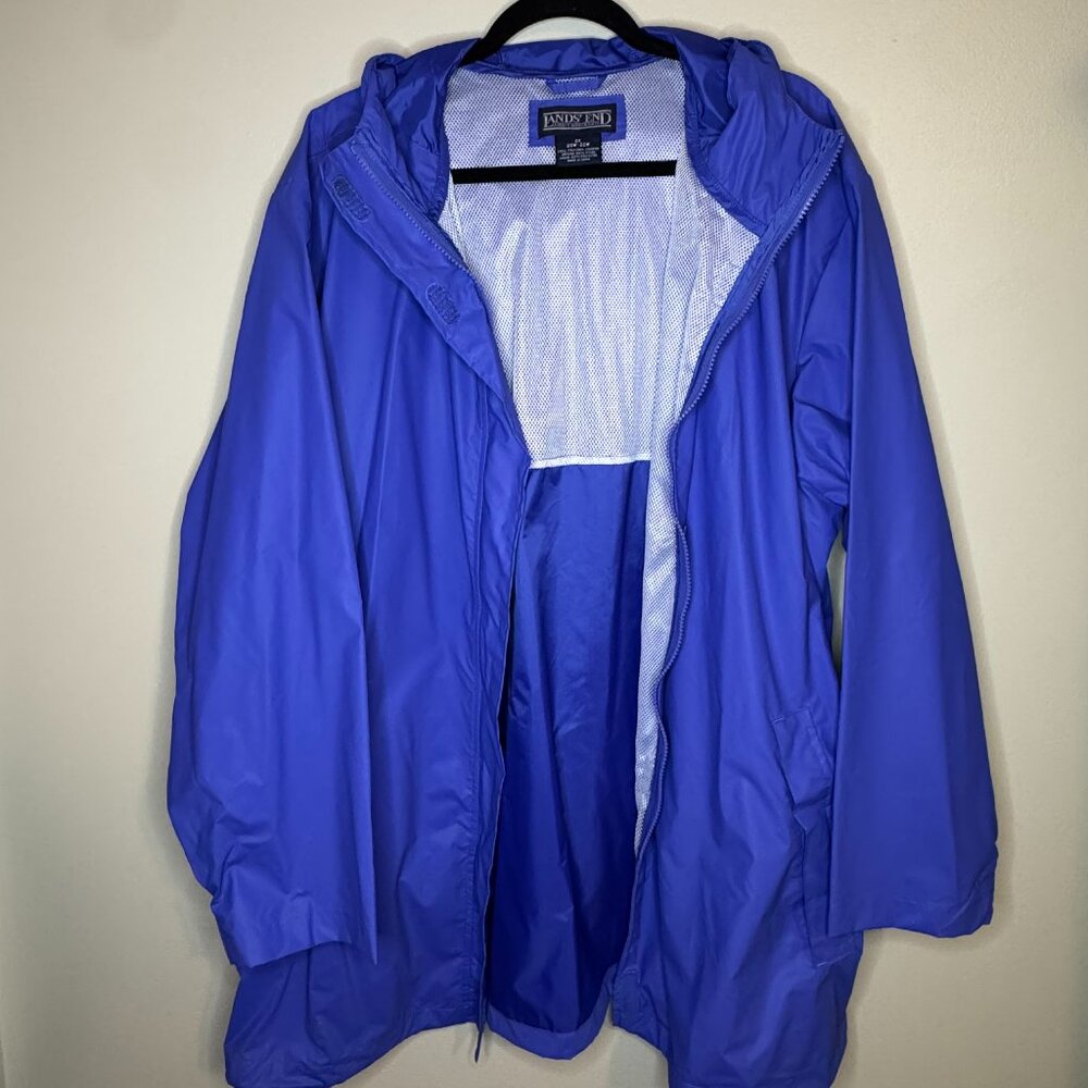 Lands' End Women's Hooded Rain Jacket Blue Plus Size 2X - Picture 2 of 5